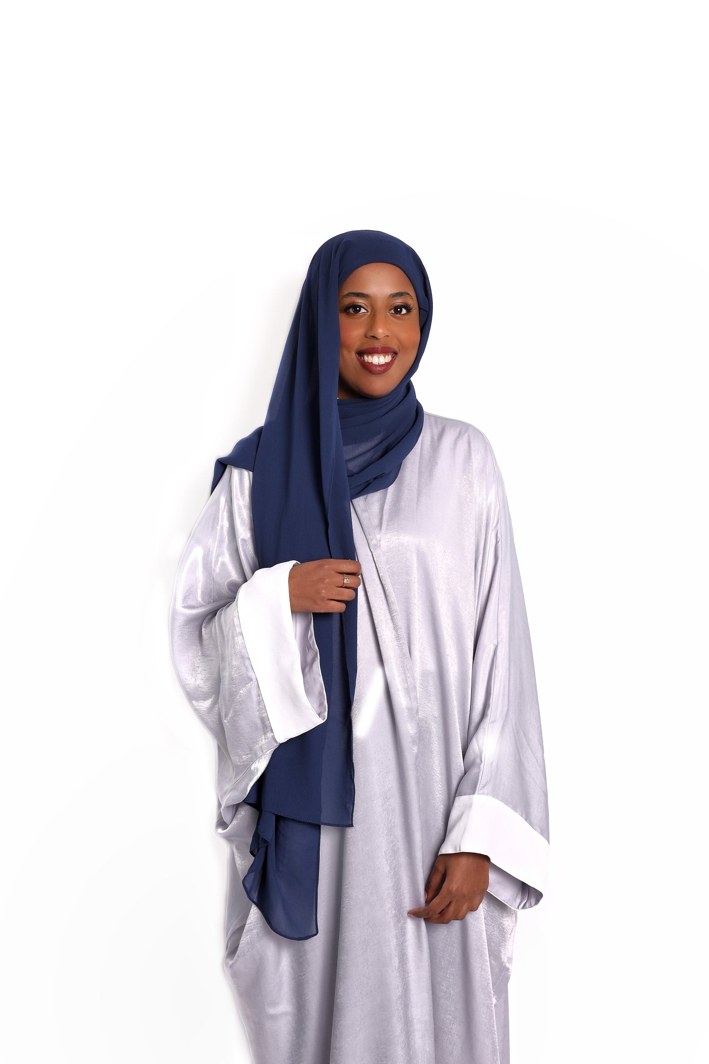 Shimmery Abaya with White Sleeve Fold